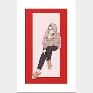 Woman In Pink Hijab Posters and Art